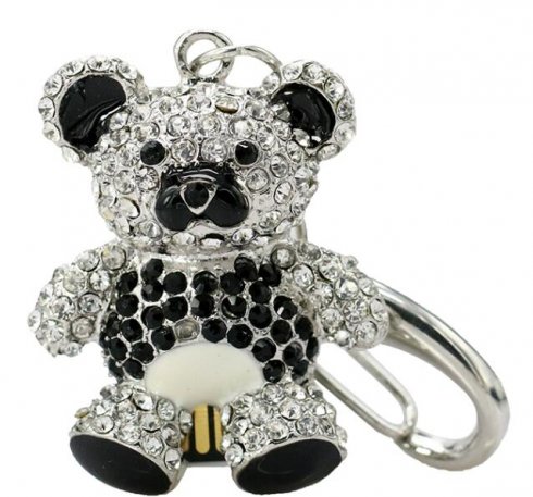 Gave USB-minnepinne - Bamse dekorert med rhinestones