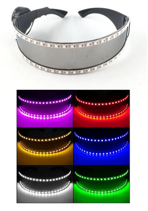 Óculos cibernéticos LED para festa com 22x LEDs + controle remoto + botões