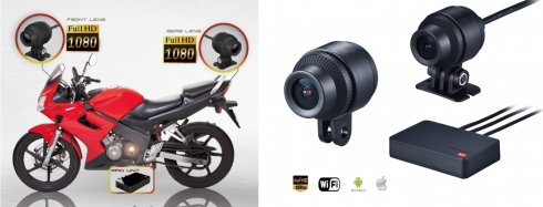 Cameră motocicletă Cameră duală (față + spate) Full HD + WiFi