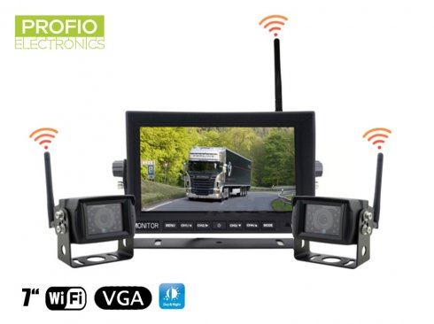 Inverser ensemble de caméra de voiture - WiFi 7 "écran LED + 2x caméra sans fil