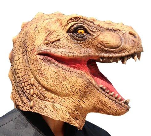 Maska T rex - silikonowa maska na twarz i głowę dinozaura dla dzieci i dorosłych