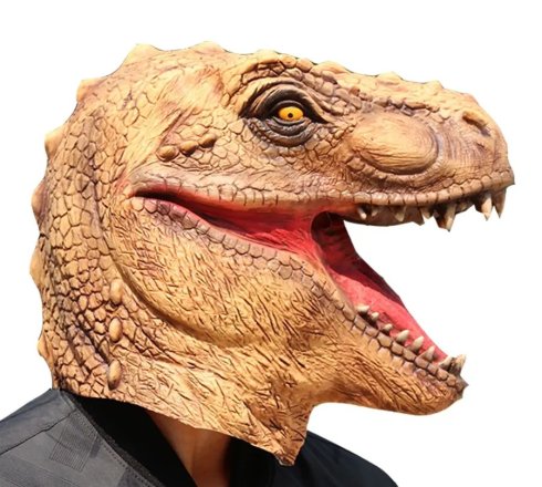 Máscara T rex - máscara facial y de cabeza de silicona de dinosaurio para niños y adultos