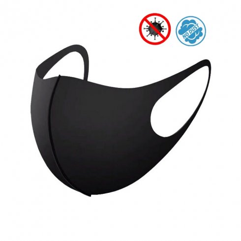 Skyddande ansiktsmask NANO svart - elastisk (97% polyester + 3% spandex)