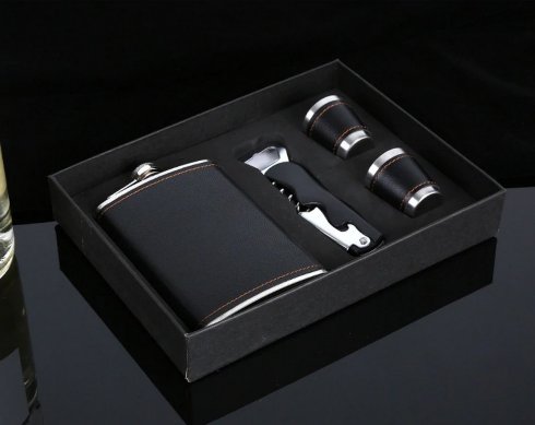 Luxury gift set - Flask (bottle) + opener + 2x cups