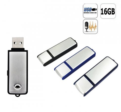 Hidden audio portable recorder in USB flash drive with 16GB memory