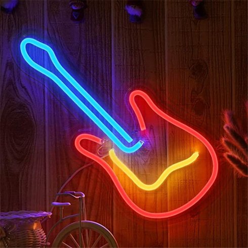 LED lysende neon logo på veggen - GITAR