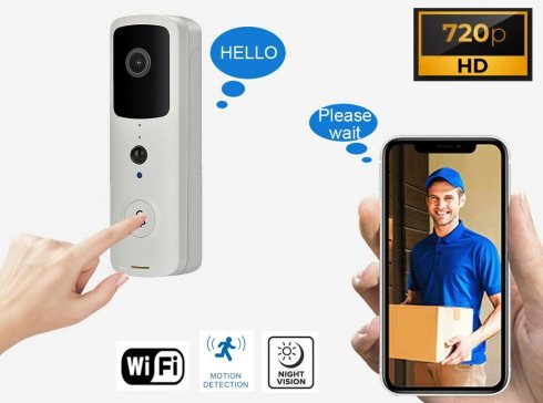 جرس الباب اللاسلكي الدائري - كاميرا Wifi Video door home bell HD (تطبيق جوال)
