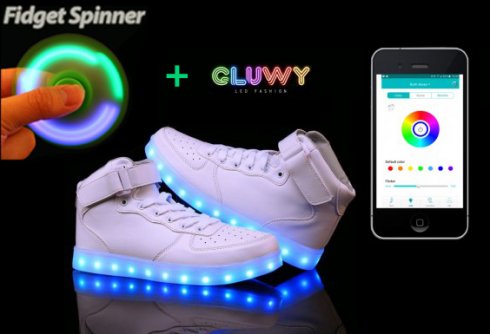 Sapatilhas de sapatilhas LED brancas - App para mudar de cor através do seu telefone