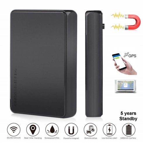 GPS lokator do auta vodeodolný s magnetom + výdrž  batérie 5400 mAh až do 5 rokov