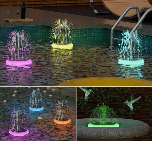 ライト付きプール噴水 - LEDライト付きソーラーフローティング池噴水