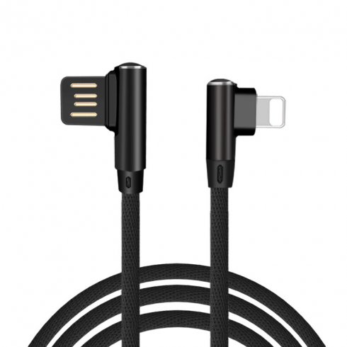 Apple Lightning cable for mobile phone charging of all iPhone models with 90° design of connector and 1m length