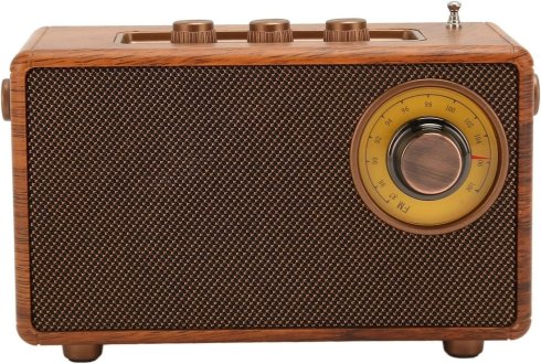 AM FMラジオ - レトロなビンテージスタイルの木製、Bluetooth + AUX
