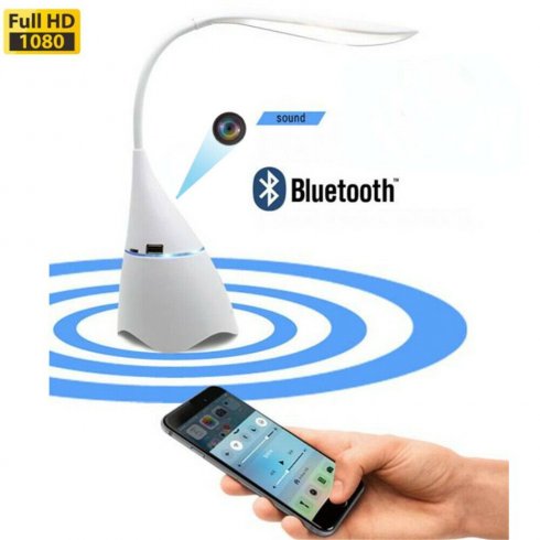 Espião da câmera da lâmpada oculto com FULL HD + WiFi + alto-falante Bluetooth 3W