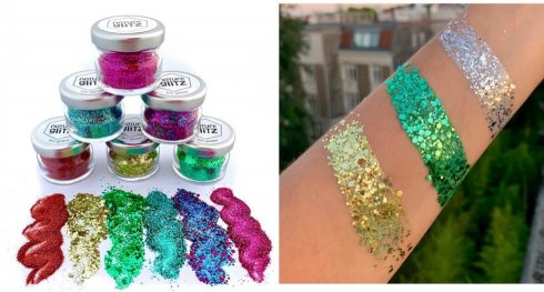 Debu kilauan badan - hiasan berkilat untuk muka dan rambut - Glitter 6x 10g MIX RAINBOW