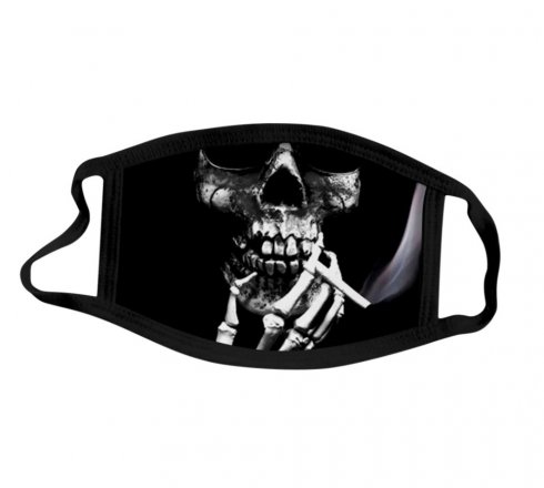 Protective face mask 100% polyester - Smoking skull