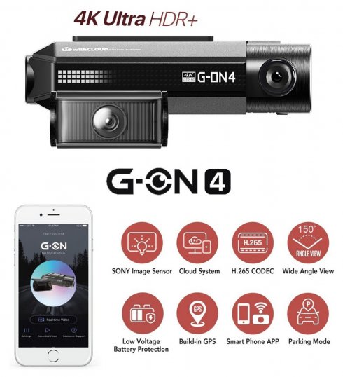 4K-Dual-Autokamera UHD mit WLAN/GPS/ADAS/CLOUD + Parkmodus – G-NET GON4