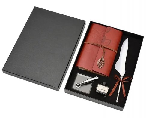 Caligrafic penna set + piedestal + bläck + anteckningsbok - Lyx present SET