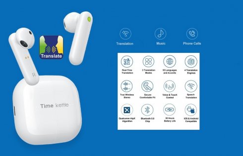 Earbuds translator Timekettle M2 headphones- (93 languages and accents) + listening to music and voice calls