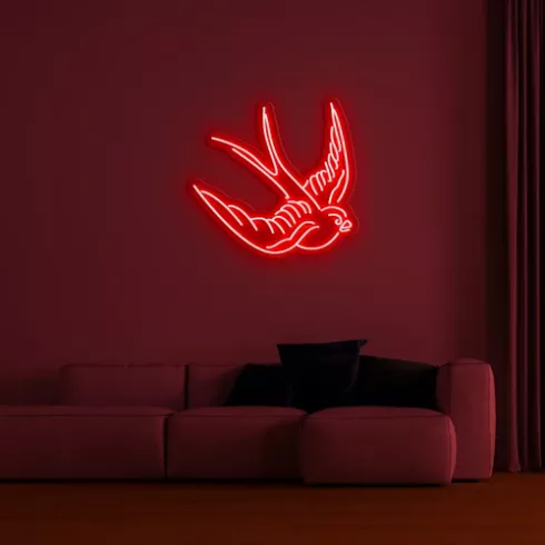 3D LED logo neon sign on the wall Dove 75 cm
