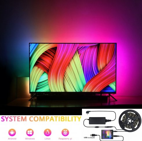 Illuminazione AMBIENTE per TV e monitor - Set completo striscia LED 3M