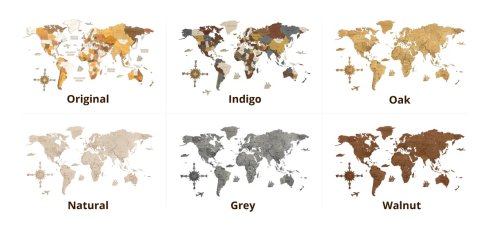 壁に貼る世界地図 4D 木製 - 木製旅行地図 装飾 マルチカラー