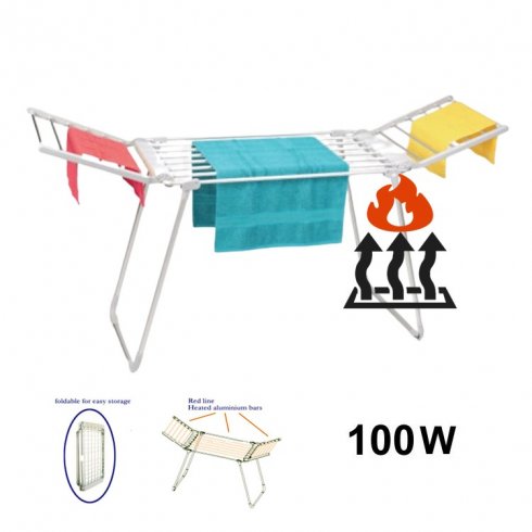 Sèche-linge chauffant - séchoir électrique avec 18 tubes chauffants pliable de 100W