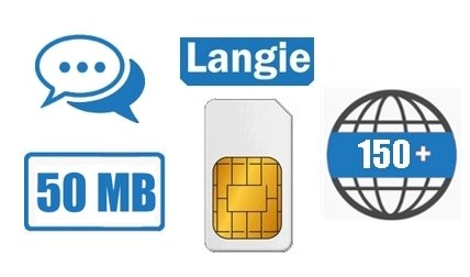 Wiederaufladbare LANGIE SIM-Karte mit 50 MB (Daten + Telefon) für Übersetzungen in 150 Länder weltweit