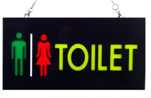 Panneau LED avec panneau "TOILET" 43 cm x 23 cm