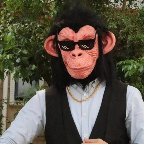 Sjimpansemaske - sjimpanse silikon ansiktsmaske (hode) for barn og voksne