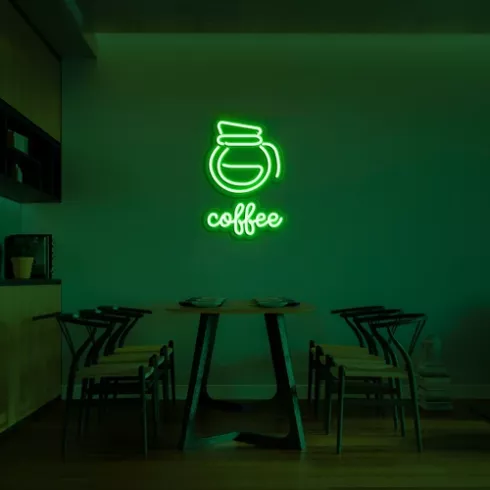 Sinal de iluminação LED na parede CAFÉ - logotipo neon 75 cm