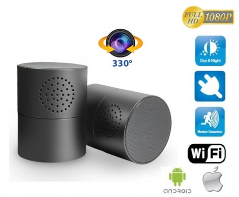 Altoparlante stereo Bluetooth con videocamera FULL HD WiFi e obiettivo rotante a 330 °