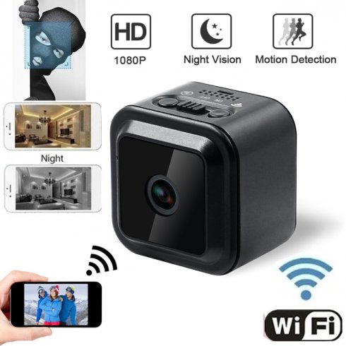 Mini WiFi camera Full HD with 120° angle + Extra powerful IR LED up to 10  meters