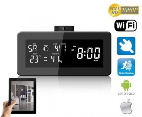 תחנת מטאו עם רדיו ומצלמת WiFi סיבובית FULL HD 330 ° - מיקרו SD ל 128GB