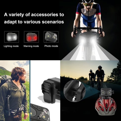 Éclairage de vélo avec caméra de vélo multifonctionnelle FULL HD + 3 modes d'éclairage LED