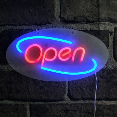 Neonowy znak otwarty - podświetlana tablica LED