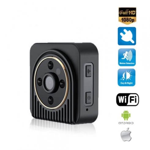 Mini cámara HD con visión nocturna por infrarrojos y un ángulo de visión de hasta 150 ° + WiFi