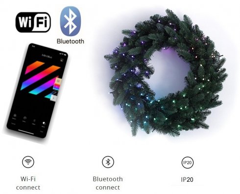 Kranzlichter mit LED - 50 Stück RGB + W - Twinkly Wreath + BT + WiFi