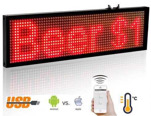 Led Message Board mit WiFi - rot 34cm x 9,6 cm