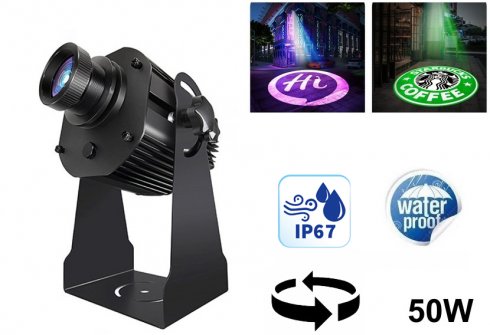 Gobo lights - LOGO projector rotating waterproof IP67 - LED Gobo 50W projection up to 20M