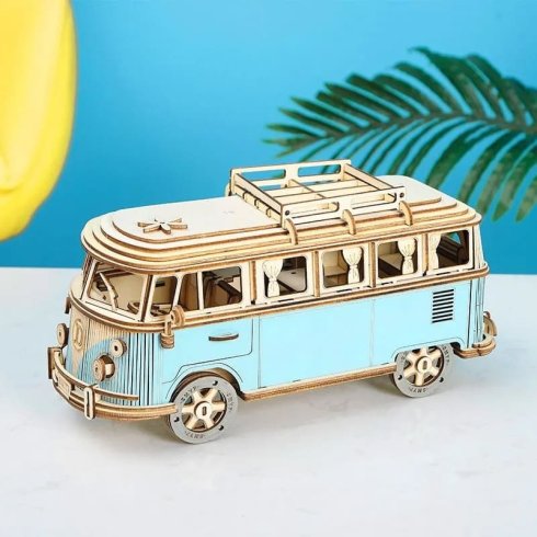 Dřevěný skládací model - 3D dřevěné puzzle Retro auto - Volkswagen VW T1