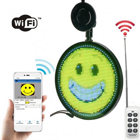 Señal redonda de pantalla LED RGB para automóvil: control programable Wifi a través de la aplicación