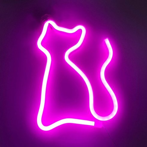 Logo Cat - світлодіодний сяючий неоновий знак як прикраса стіни