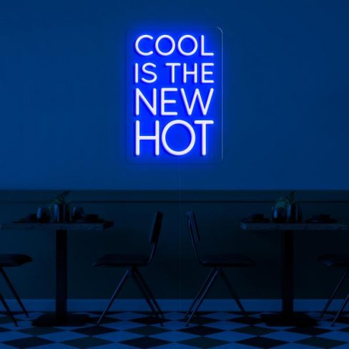 LED neon 3D kyltti seinällä - Cool on uusi kuuma 75 cm