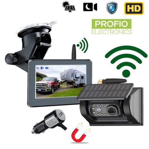 Cuvací kamera s monitorem 5" - Set wifi kamera HD 720P Magnetická Solární s 7 IR LED