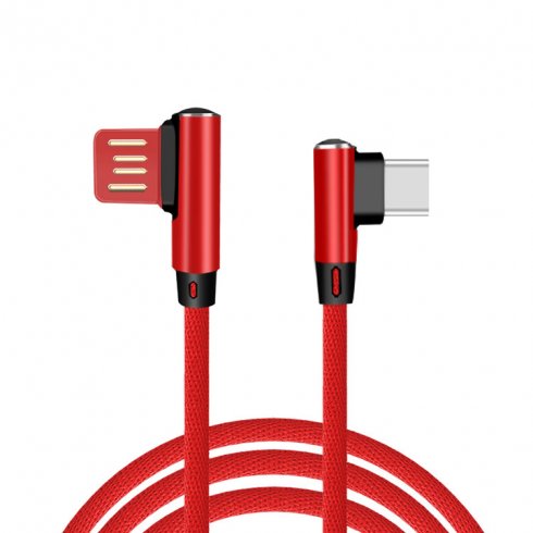 Υποδοχή καλωδίου USB Type C με σχέδιο 90 ° και μήκος 1 m σε πλεκτό σχεδιασμό