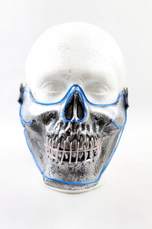 LED blinkende Rave Maske im Gesicht - Skull