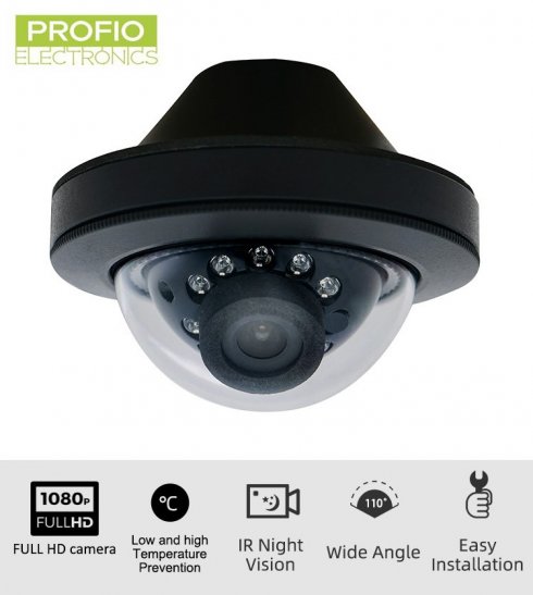 מצלמת אוטובוס Mini DOME FULL HD עם עדשת AHD 3,6 מ"מ + 10 IR LED ראיית לילה + WDR