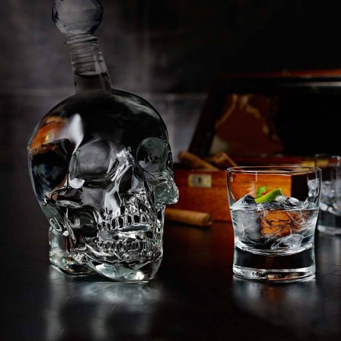 Juego de whisky - Calavera - Jarra de vidrio para alcohol (Scotch o bourbon) con volumen de 1L