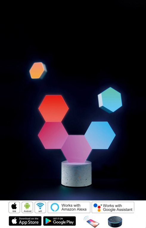 Hexagon light 6pcs - WiFi Smart LED lights iOS + Android