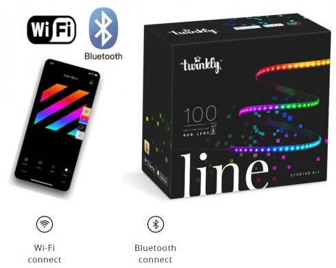 Святлодыёдныя лямпы з праграмкай Twinkly 1,5 м - Twinkly Line - 100 шт RGB + BT + WiFi